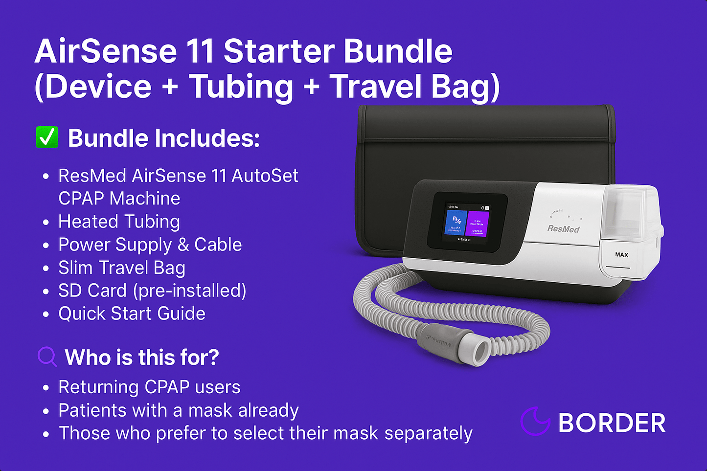 AirSense 11 Starter Bundle (Device + Tubing + Travel Bag) - Border Medical Supplies