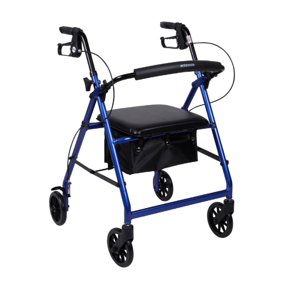 McKesson Lightweight Rollator – Folding Walker with Seat - Border Medical Supplies