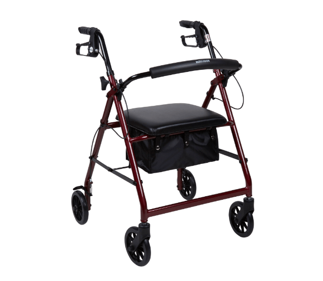McKesson Lightweight Rollator – Folding Walker with Seat - Border Medical Supplies