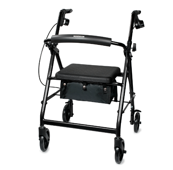 McKesson Lightweight Rollator – Folding Walker with Seat - Border Medical Supplies