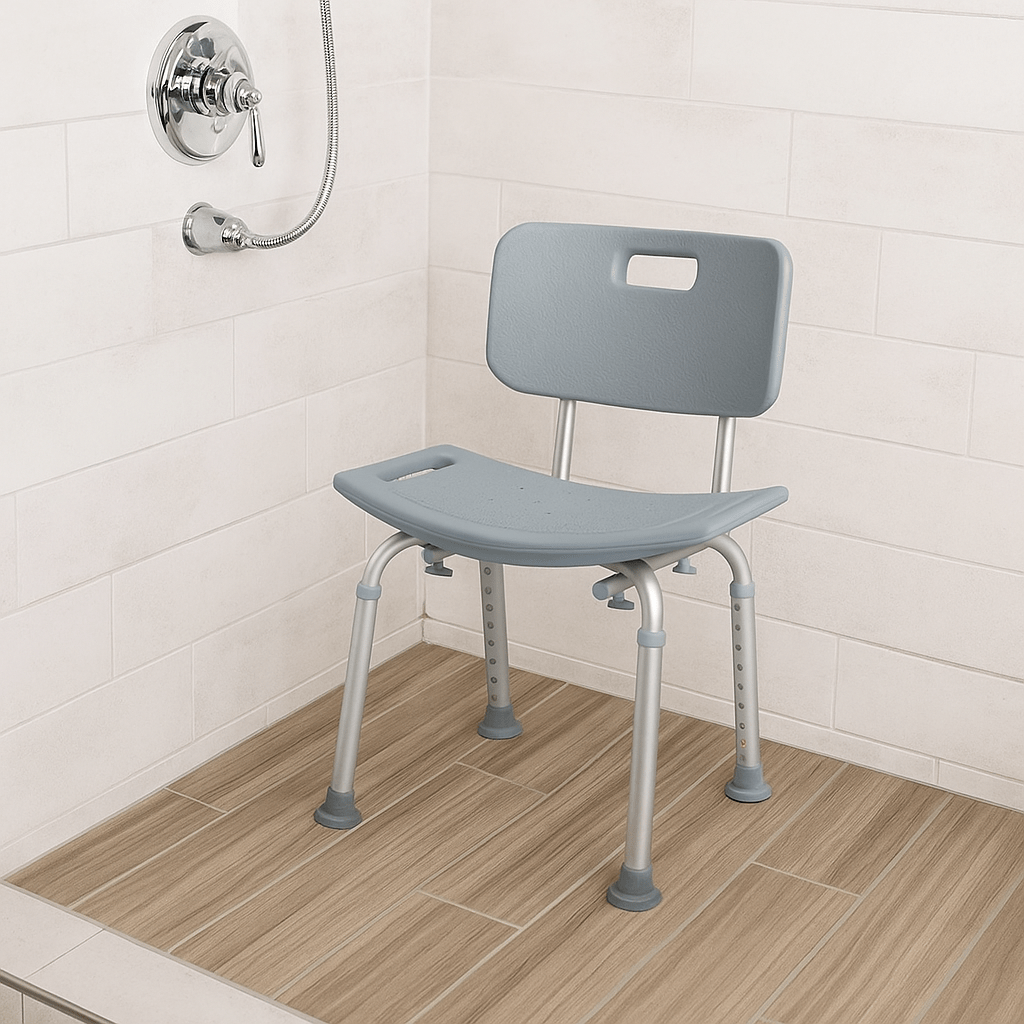 Medline Shower Chair with Back – Height Adjustable - Border Medical Supplies
