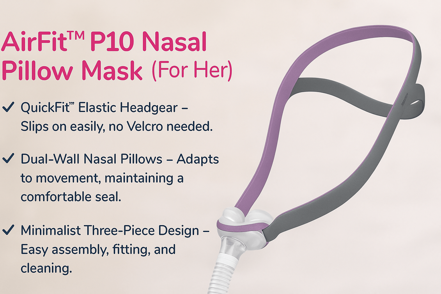 AirFit™ P10 Nasal Pillow Mask ( For Her) - Border Medical Supplies