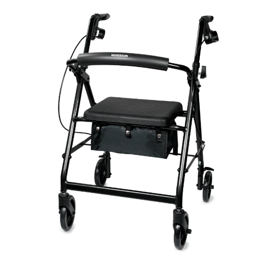 McKesson Lightweight Rollator – Folding Walker with Seat - Border Medical Supplies